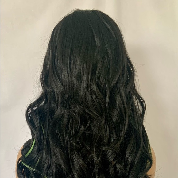 A Gorgeous Black/Green Premium Fiber Lace Front Wig for Daily Wear or Costumes - Picture 15 of 16